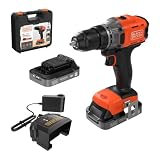 BLACK+DECKER 18V Akku-Bohrschrauber, mit 2 x 2,0Ah Akkus, BCD382D2XK-QW