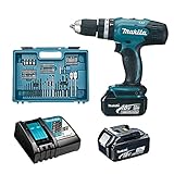 Makita dhp453rfx4 Bohrmaschine Schlagschrauber DHP453Z + 2 Akkus 18 V 3 Ah Li-Ion + 74 Zubehör + Transportkoffer